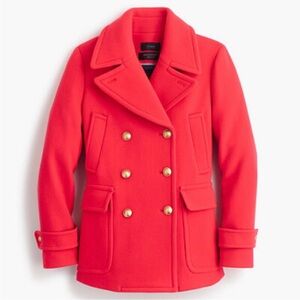 NWT J. Crew Red Stadium Cloth by Nello Gori Majesty Peacoat Coat Size 10 Tall